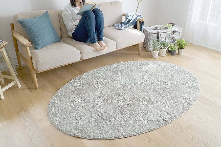 スミノエ ナイロンラグ リュストル 楕円形 140×200/防ダニ・防炎　高品質 スミノエ ラグ リュストル 楕円形 140×200cm 防炎 防ダニ 床暖房